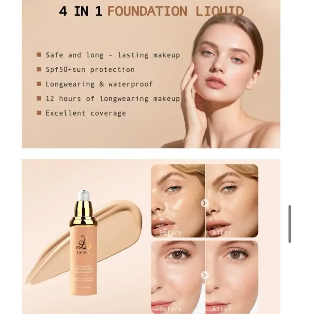 Lanisty 4-in-1 Color Changing Foundation SPF50 Concealer Moisturizer NEW VIRAL!!